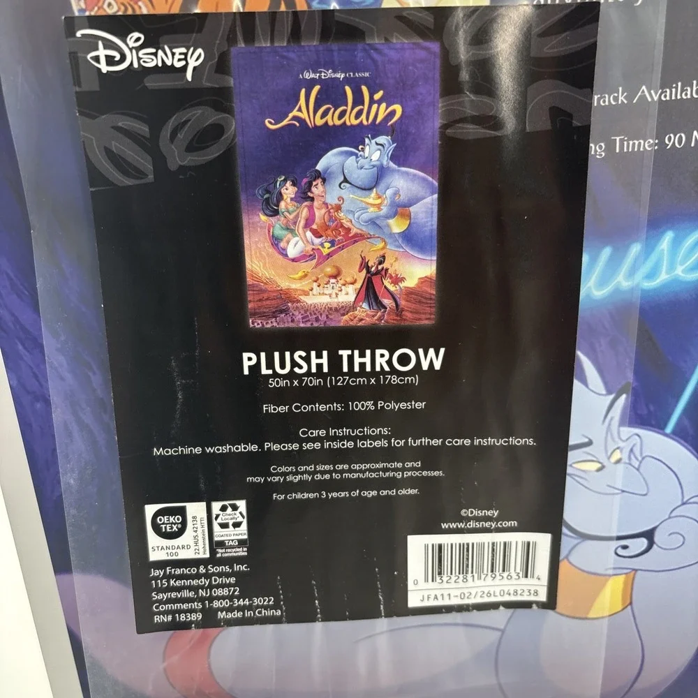 Disney's Aladdin Retro VHS Boxed Silk Classic Throw Blanket Brand New Sealed